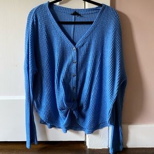 Blue Henley Sweater Top from UO